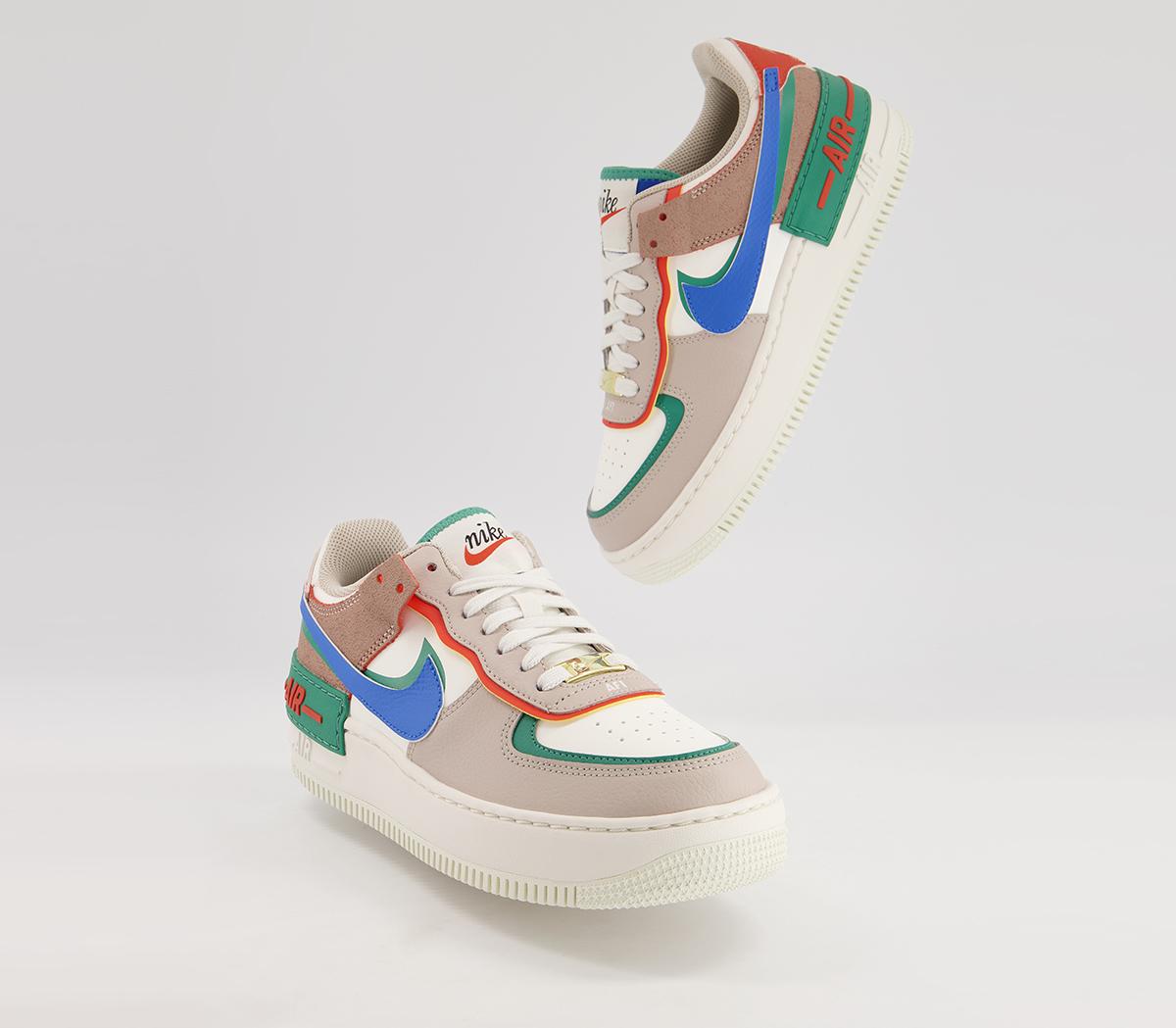 Nike Air Force 1 Shadow Trainers Sail Signal Blue Green Noise Cream ...