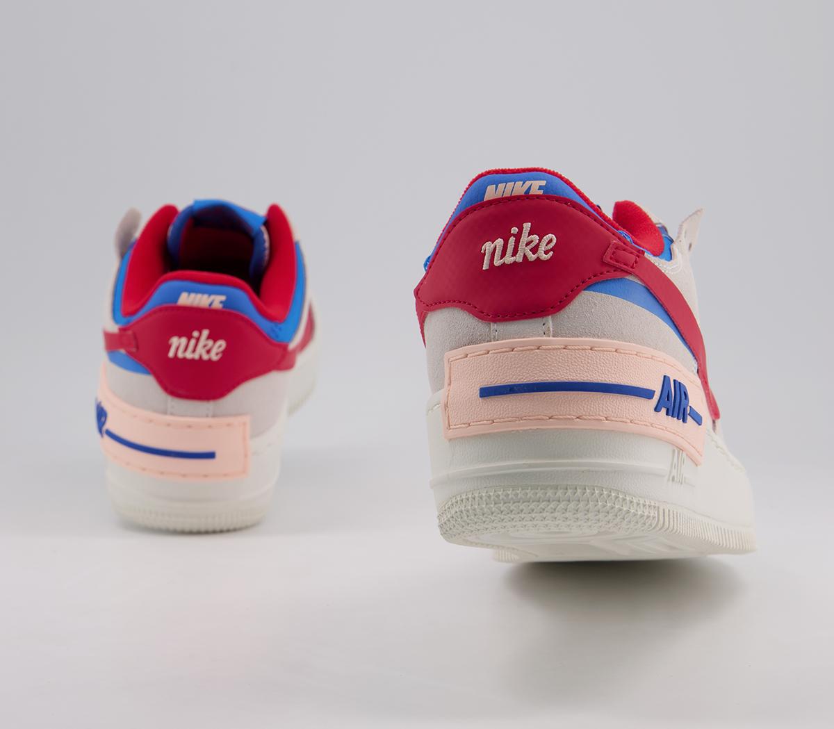 nike air force 1 shadow off white red and blue