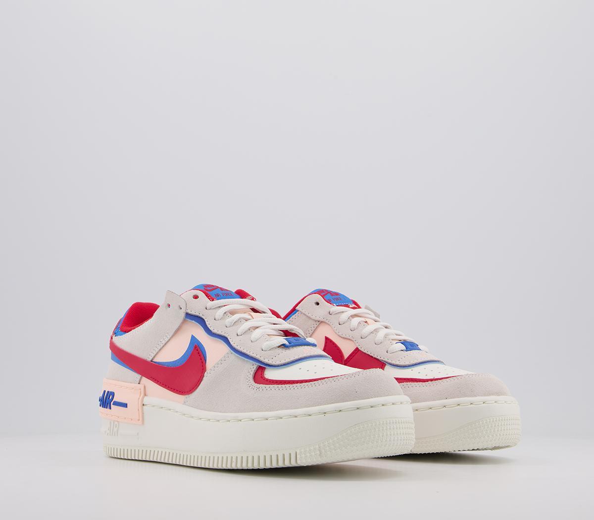 nike air force 1 shadow trainers in white red and blue