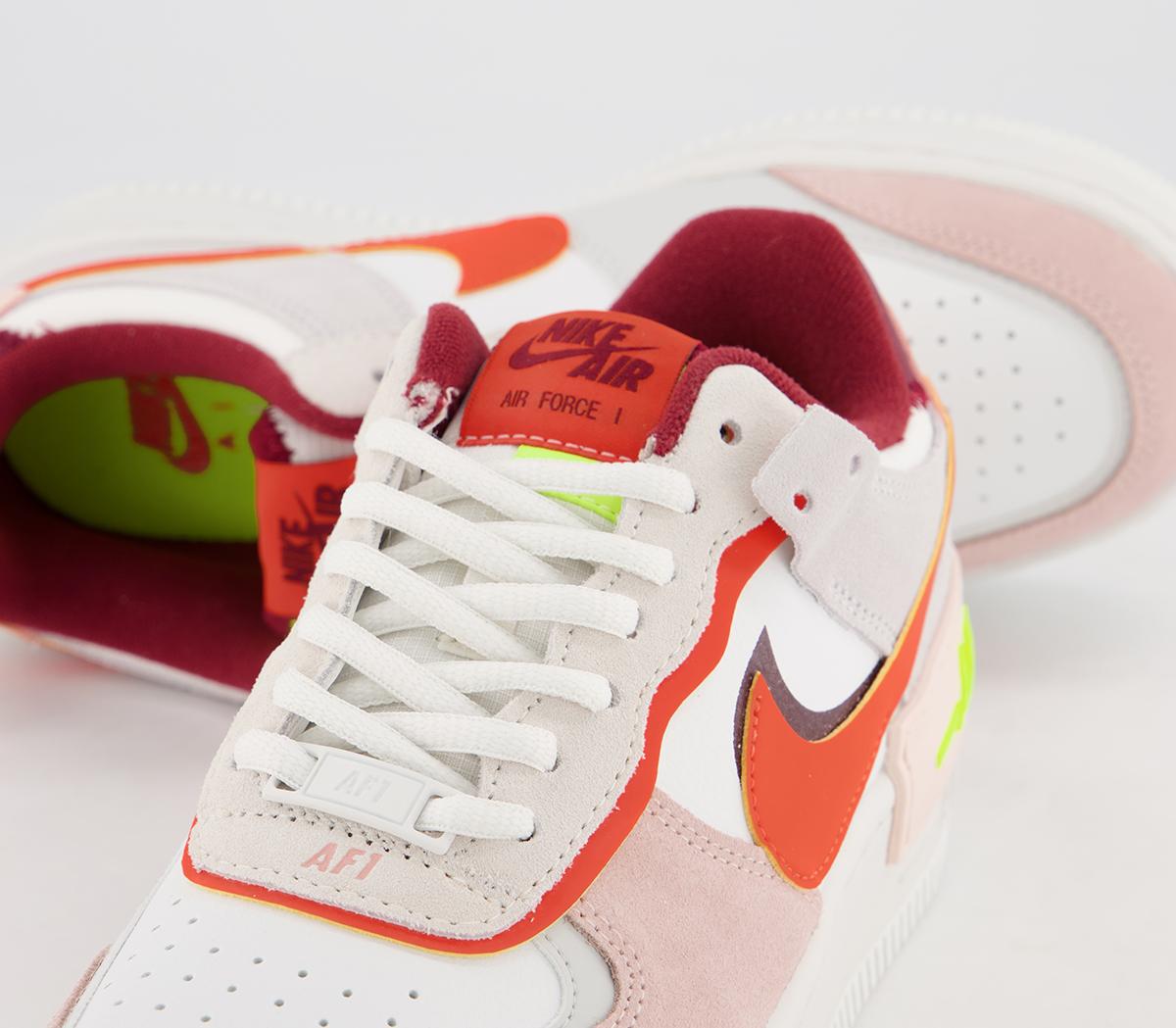 Nike Air Force 1 Shadow Trainers Nike Air Force 1 Shadow Trainers Team Red Orange Pearl Volt Summit White