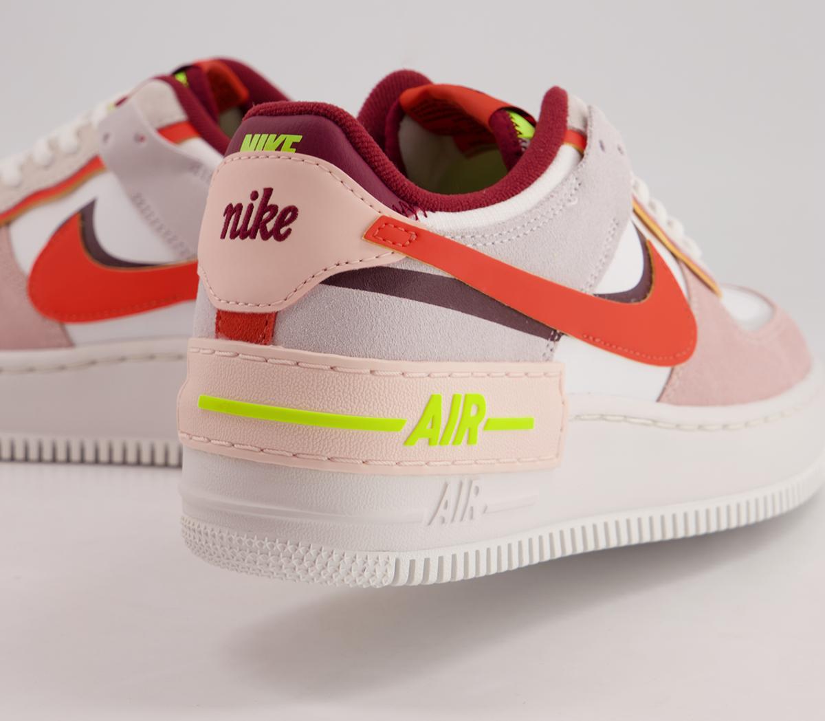 NikeAir Force 1 Shadow TrainersTeam Red Orange Pearl Volt Summit White