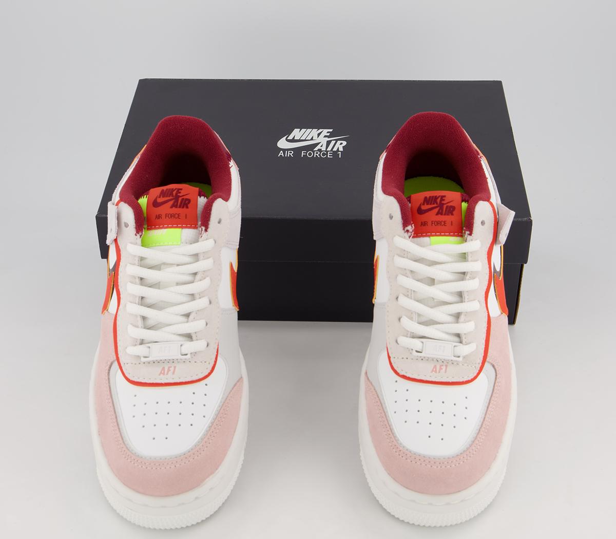 Nike Air Force 1 Shadow Trainers Nike Air Force 1 Shadow Trainers Team Red Orange Pearl Volt Summit White