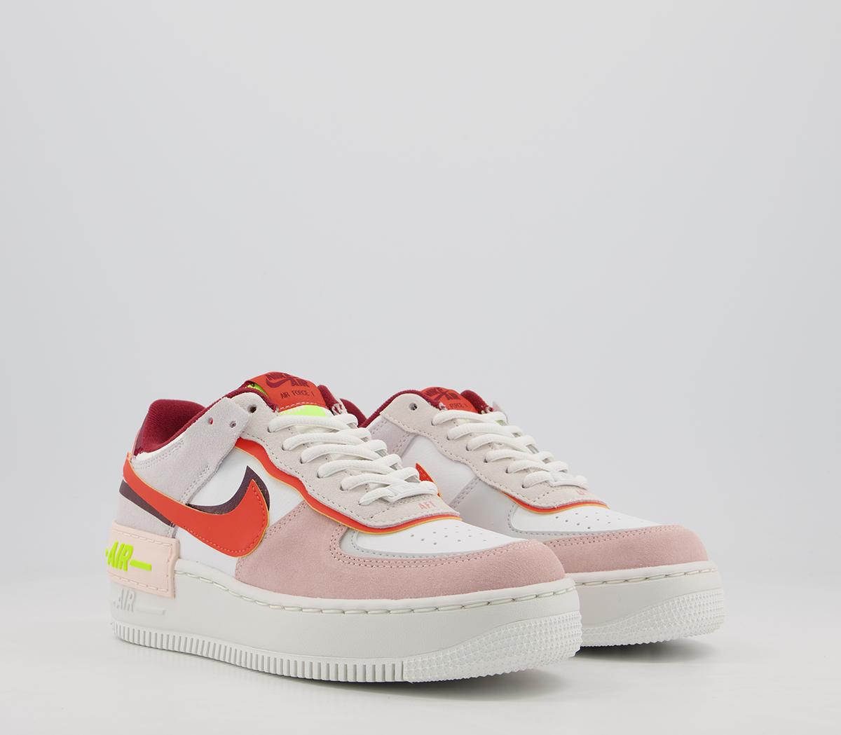 Nike Air Force 1 Shadow Trainers Nike Air Force 1 Shadow Trainers Team Red Orange Pearl Volt Summit White