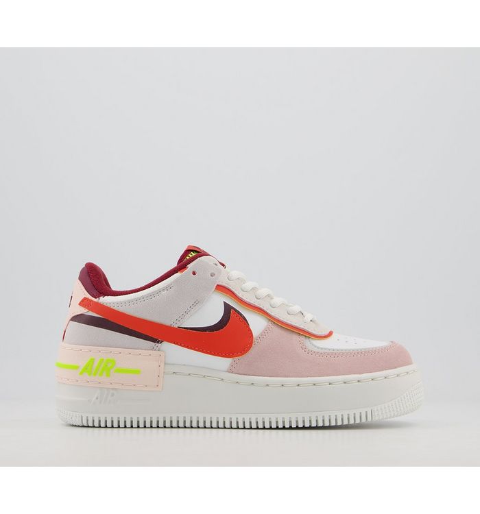 Nike Air Force 1 Shadow Trainers TEAM RED ORANGE PEARL VOLT SUMMIT WHITE,White,Red