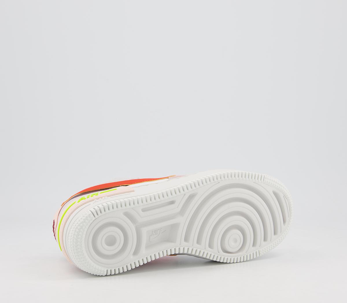 Nike Air Force 1 Shadow Trainers Nike Air Force 1 Shadow Trainers Team Red Orange Pearl Volt Summit White