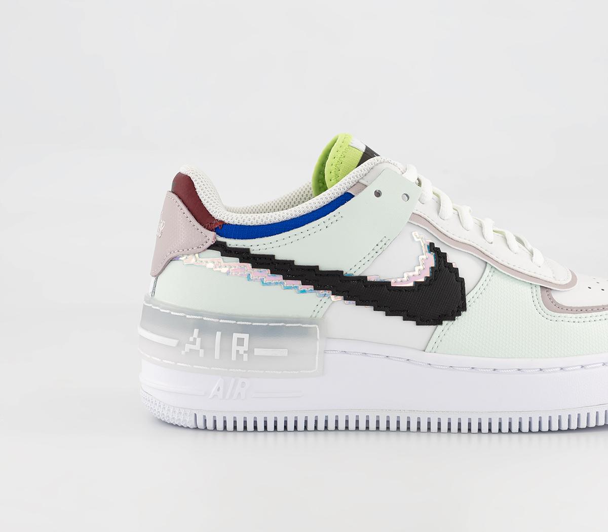 Nike Air Force 1 Shadow Trainers Barely Green Black White Platinum ...