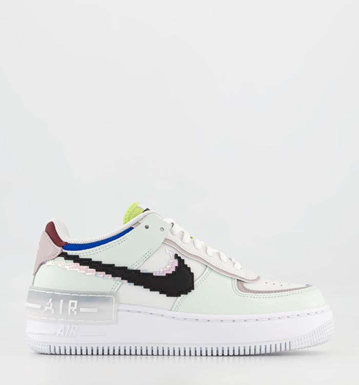 Nike Air Force 1 Shadow Trainers Barely Green Black White Platinum Violet