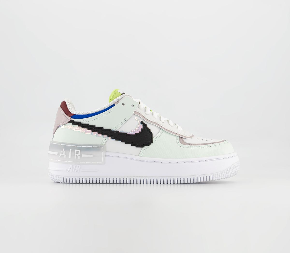 NikeAir Force 1 Shadow Trainers Barely Green Black White Platinum Violet