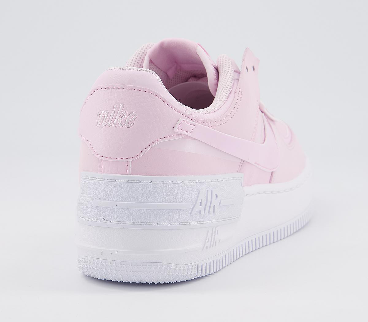 nike air force 1 shadow trainers in white pink and green