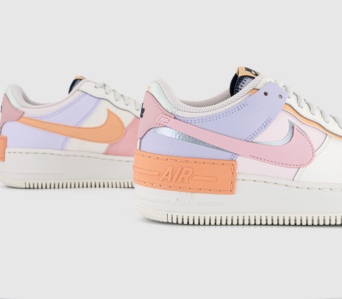 Nike Air Force Shadow Trainers Sail Pink Orange Chalk Obsidian