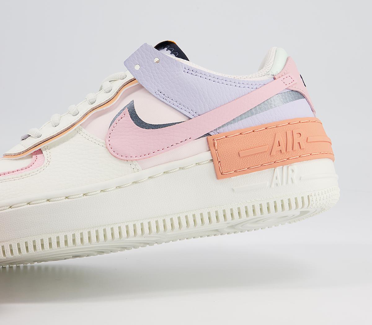 Nike Air Force Shadow Trainers Sail Pink Orange Chalk Obsidian