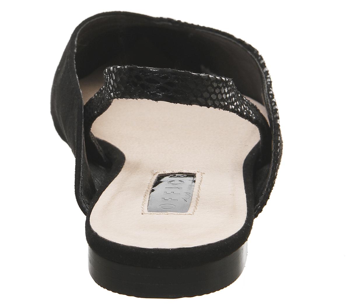 OFFICEFan-club Split Point Slingback FlatsBlack Snake W Black