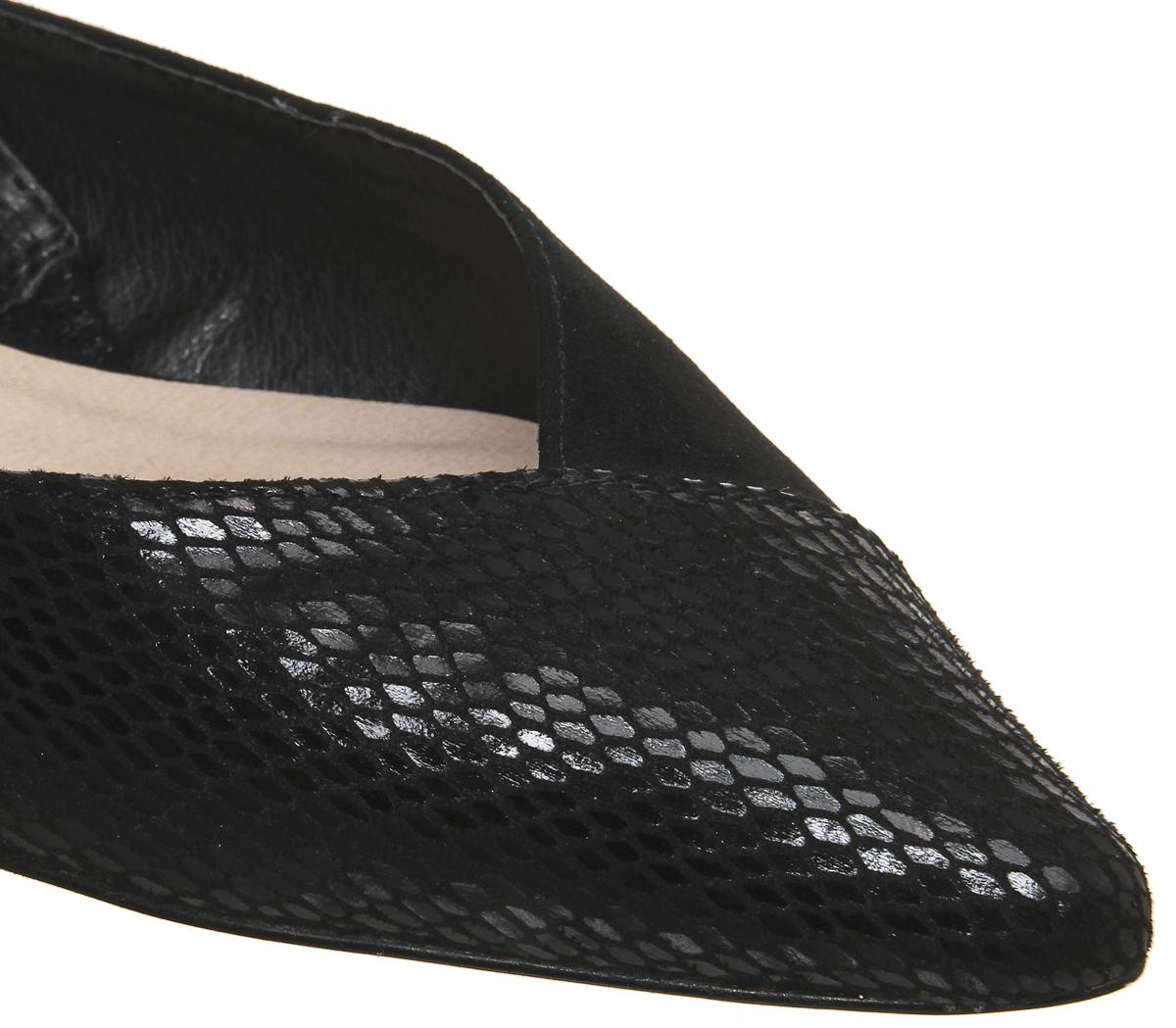 OFFICEFan-club Split Point Slingback FlatsBlack Snake W Black