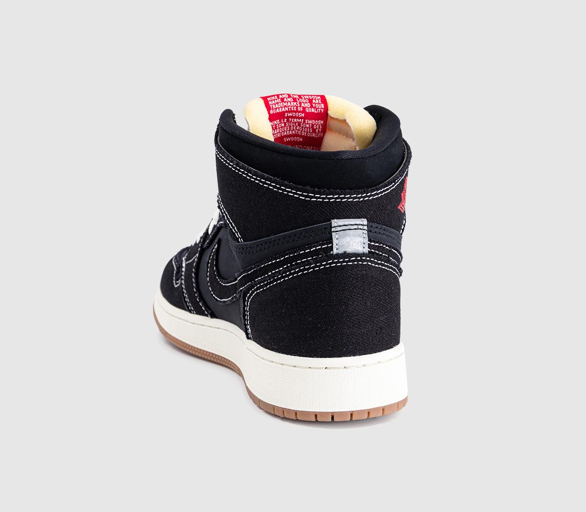 JordanAir Jordan 1 High OG GS TrainersBlack University Red Sail Gum Med Brown