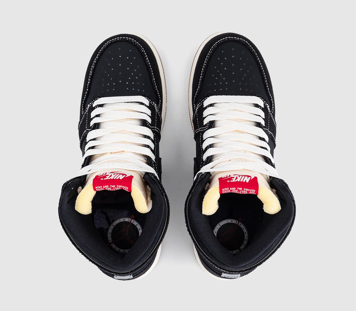 JordanAir Jordan 1 High OG GS TrainersBlack University Red Sail Gum Med Brown