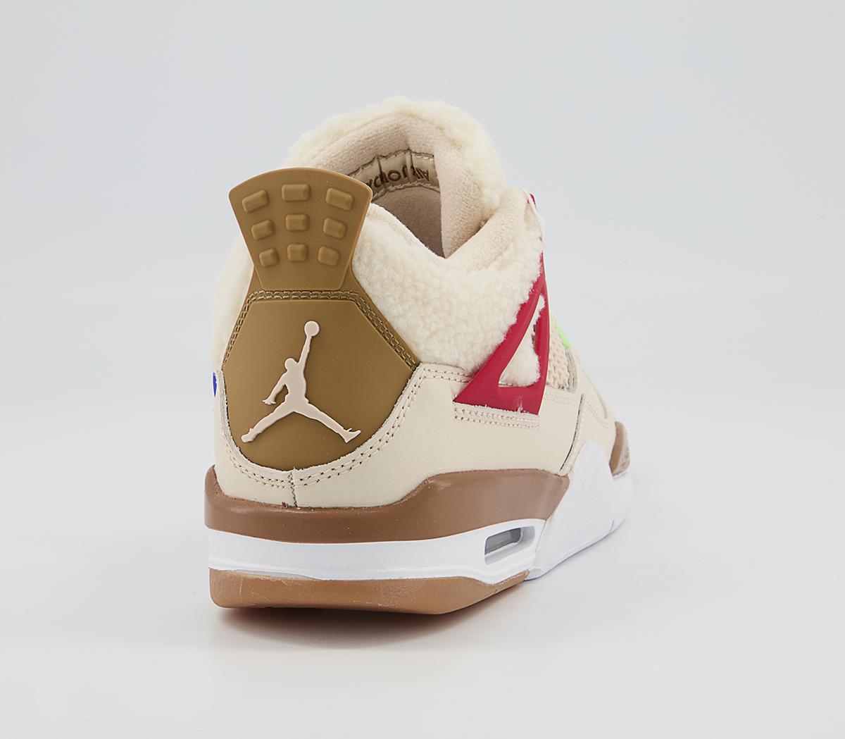 JordanAir Jordan 4 Gs Trainers Pearl White Dark Driftwood Gym Red Lime Glow Racer