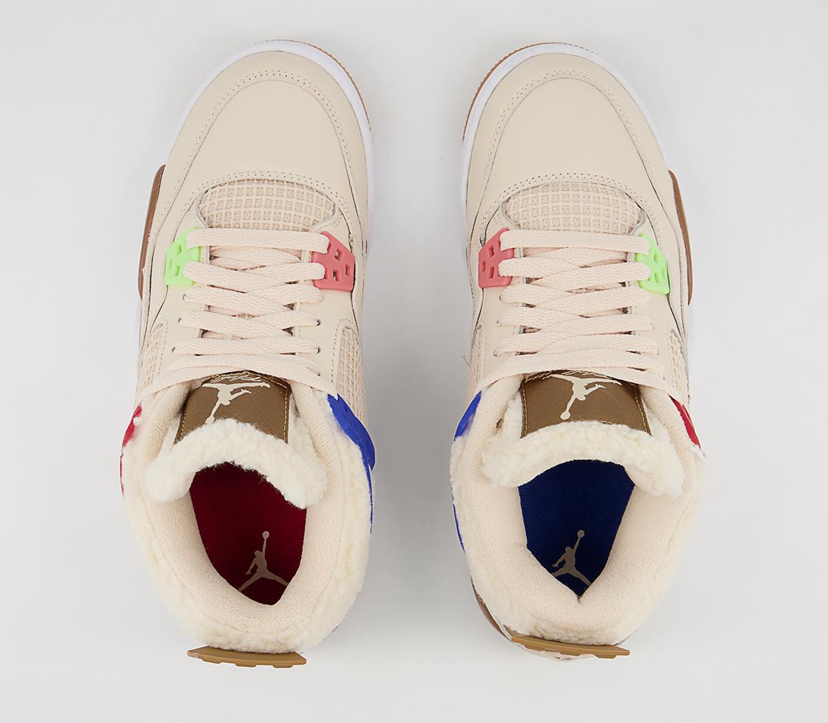 JordanAir Jordan 4 Gs Trainers Pearl White Dark Driftwood Gym Red Lime Glow Racer