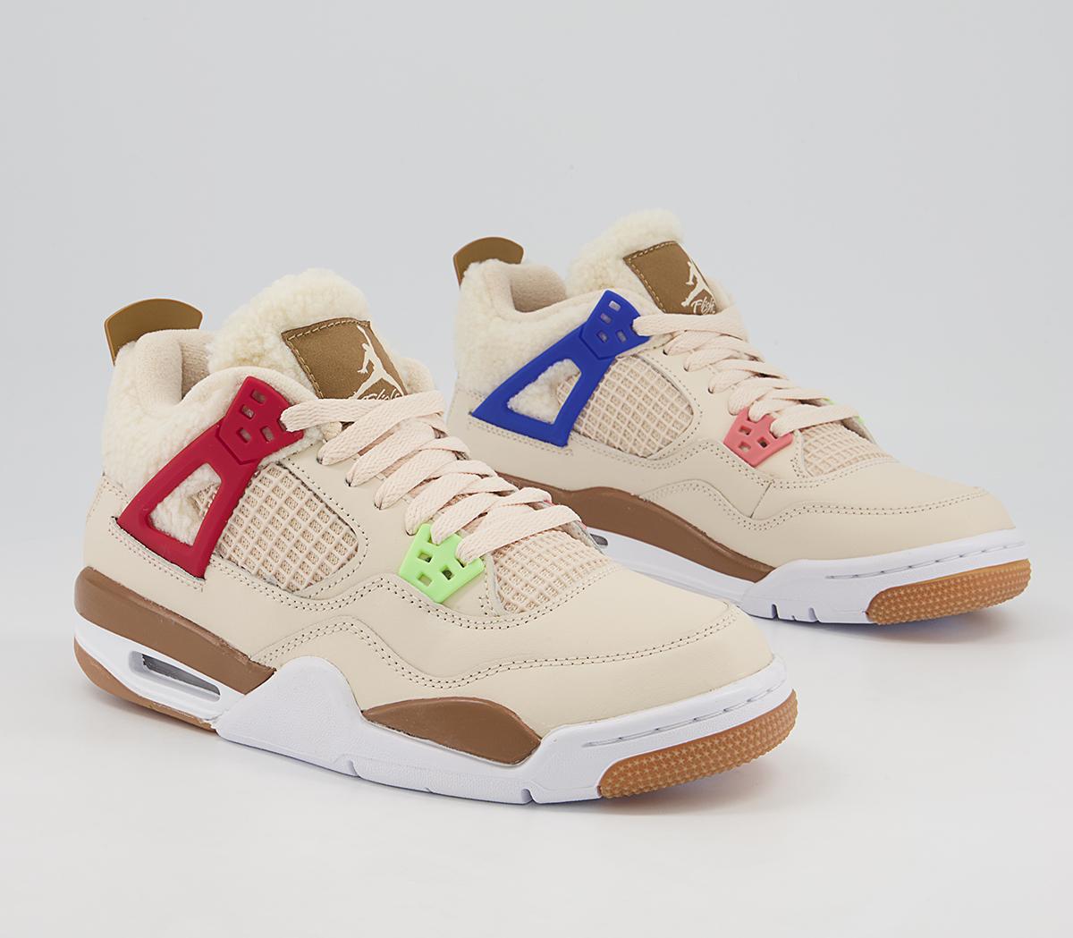 JordanAir Jordan 4 Gs Trainers Pearl White Dark Driftwood Gym Red Lime Glow Racer