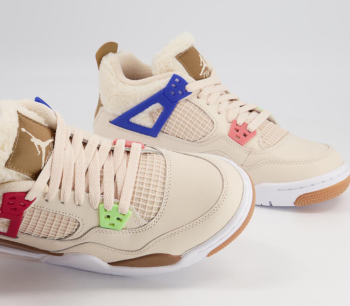 JordanAir Jordan 4 Gs Trainers Pearl White Dark Driftwood Gym Red Lime Glow Racer