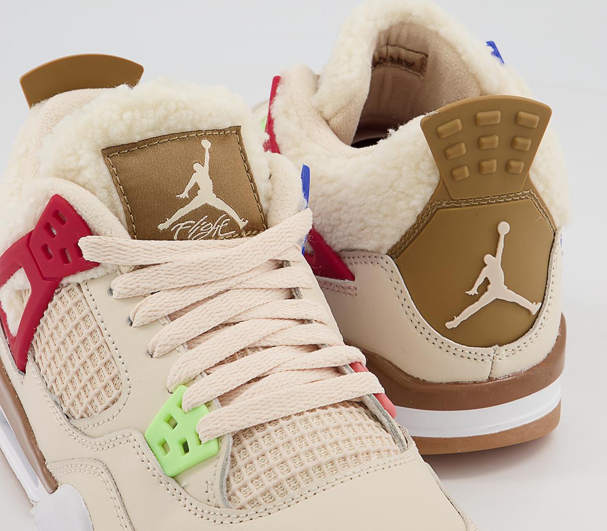 JordanAir Jordan 4 Gs Trainers Pearl White Dark Driftwood Gym Red Lime Glow Racer