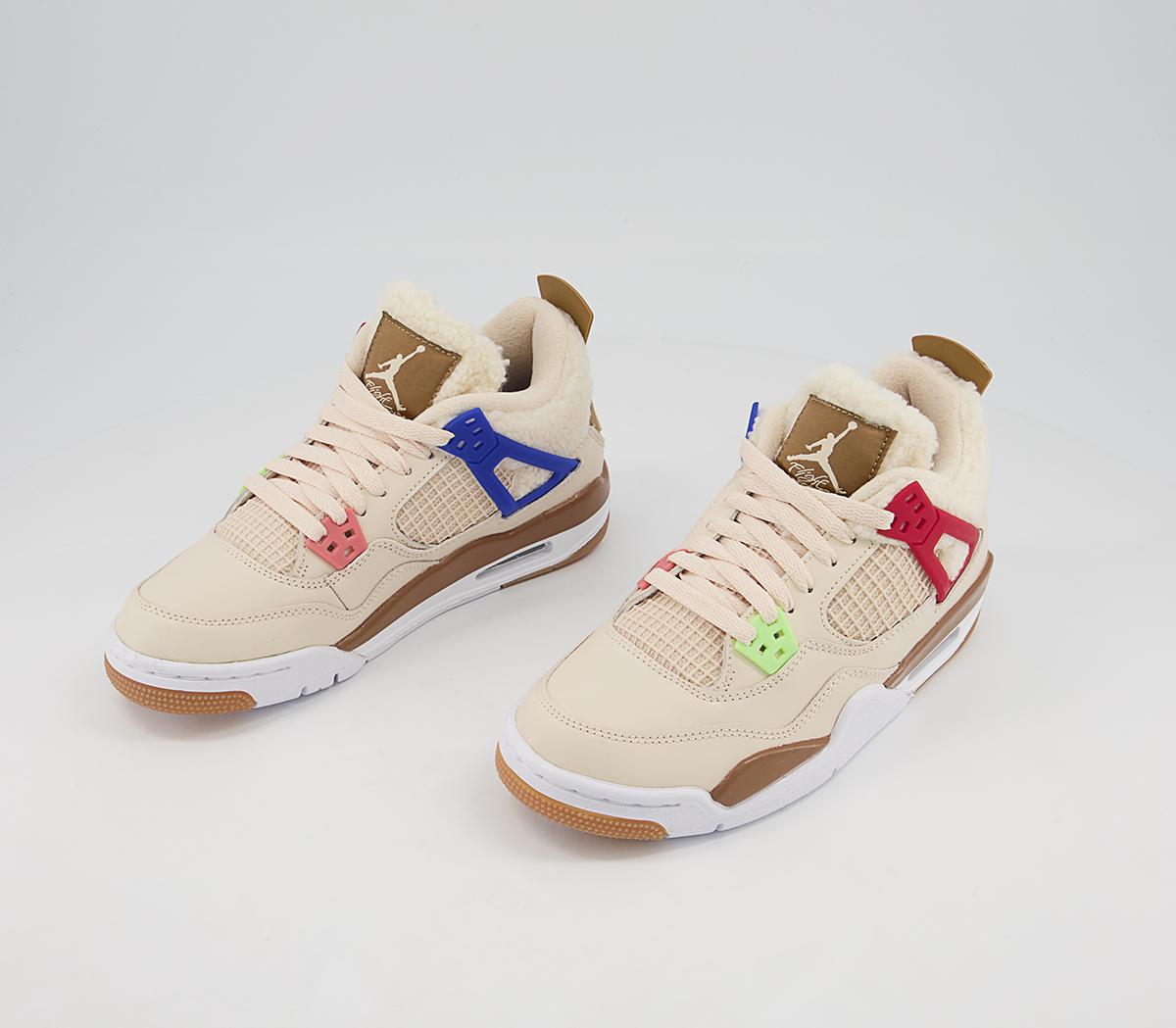 JordanAir Jordan 4 Gs Trainers Pearl White Dark Driftwood Gym Red Lime Glow Racer