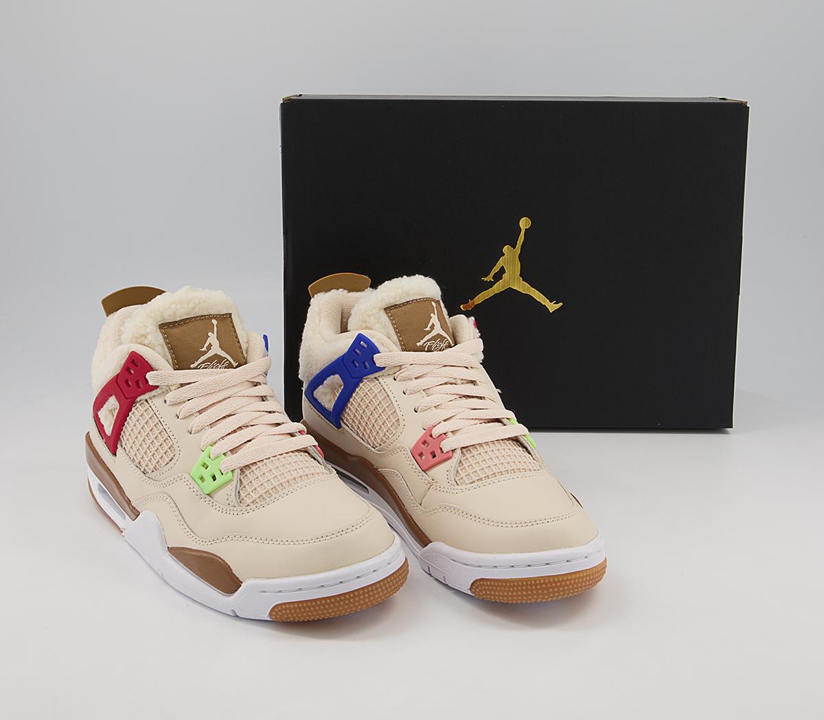 JordanAir Jordan 4 Gs Trainers Pearl White Dark Driftwood Gym Red Lime Glow Racer