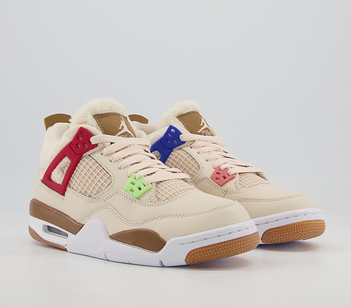 JordanAir Jordan 4 Gs Trainers Pearl White Dark Driftwood Gym Red Lime Glow Racer