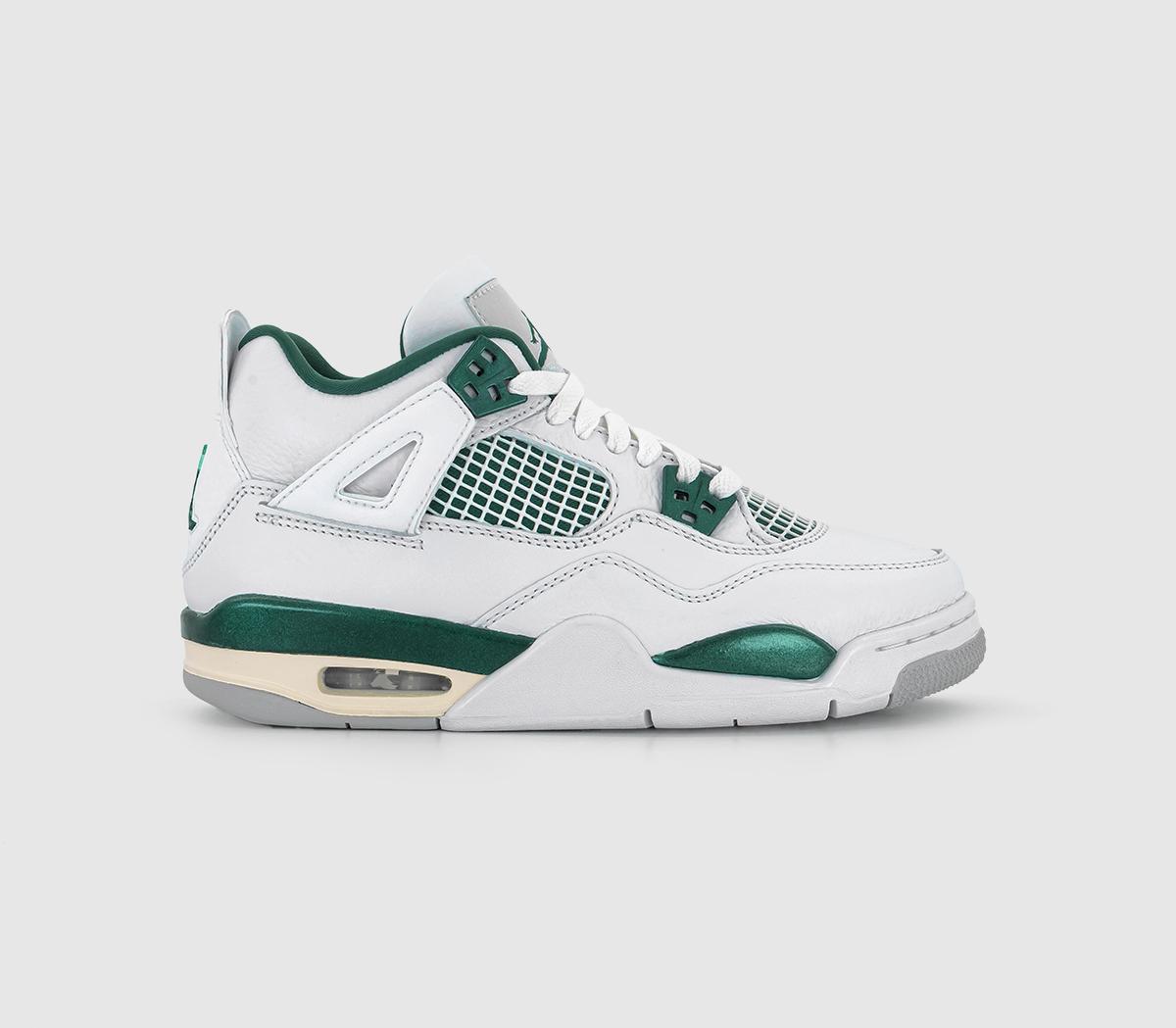 Jordan Air Jordan 4 GS Trainers White Oxidized Green White Neutral Grey Women s Trainers