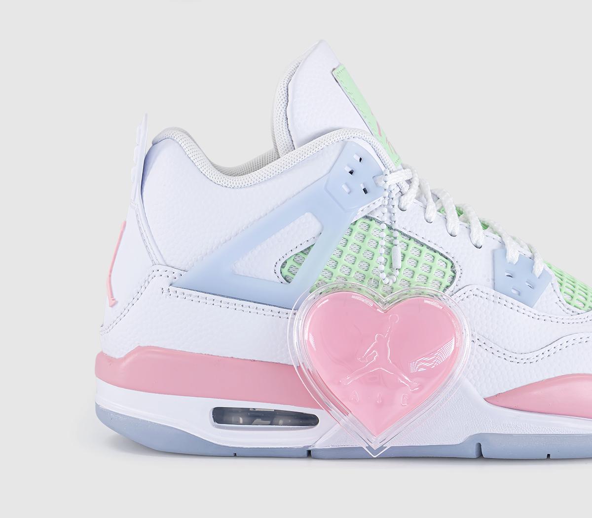 JordanAir Jordan 4 GS TrainersWhite Med Soft Pink Half Blue