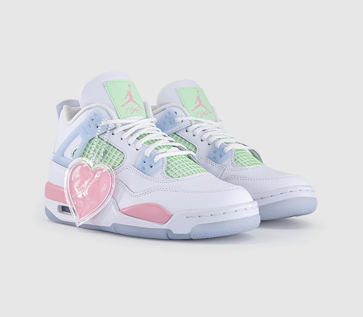 JordanAir Jordan 4 GS TrainersWhite Med Soft Pink Half Blue