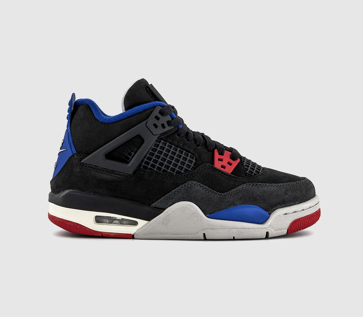 JordanAir Jordan 4 JuniorBlack Fire Red Deep Royal Blue