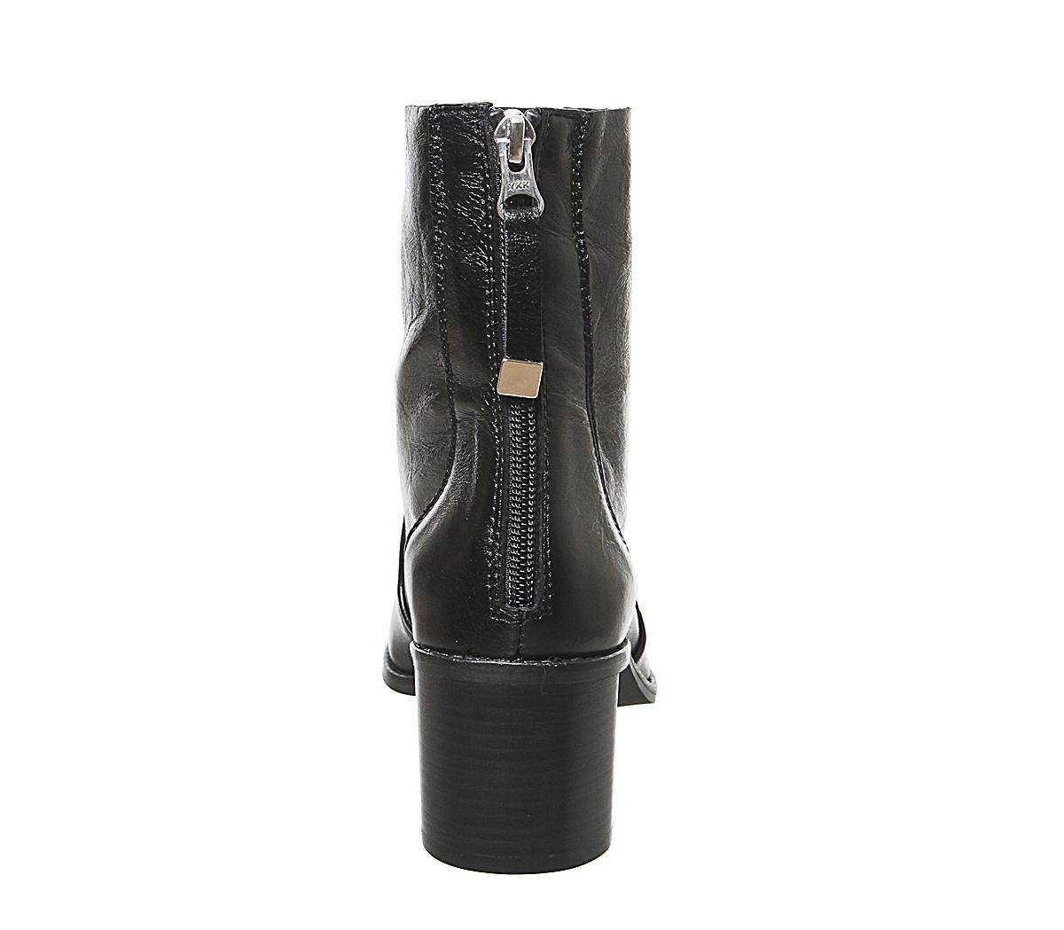 OFFICEAchilles Unlined Block Heeled BootsBlack Leather