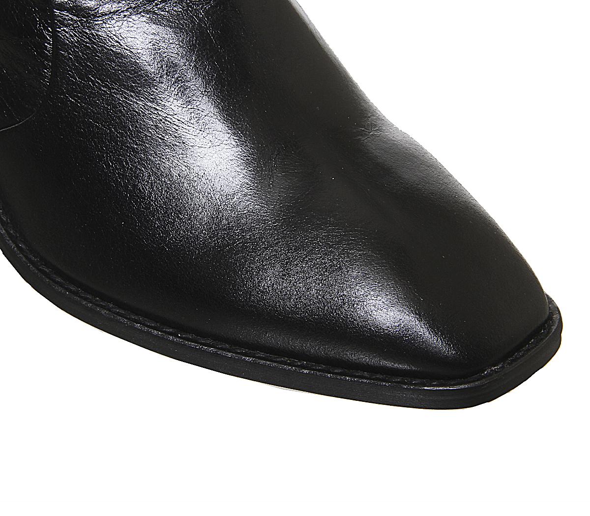OFFICEAchilles Unlined Block Heeled BootsBlack Leather
