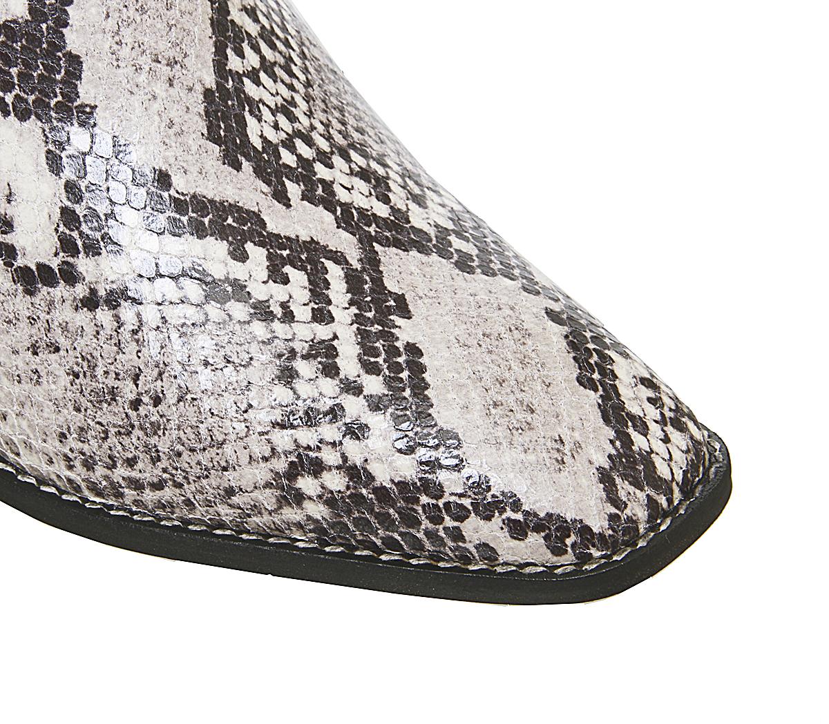 OFFICEAchilles Unlined Block Heeled BootsNatural Snake Leather