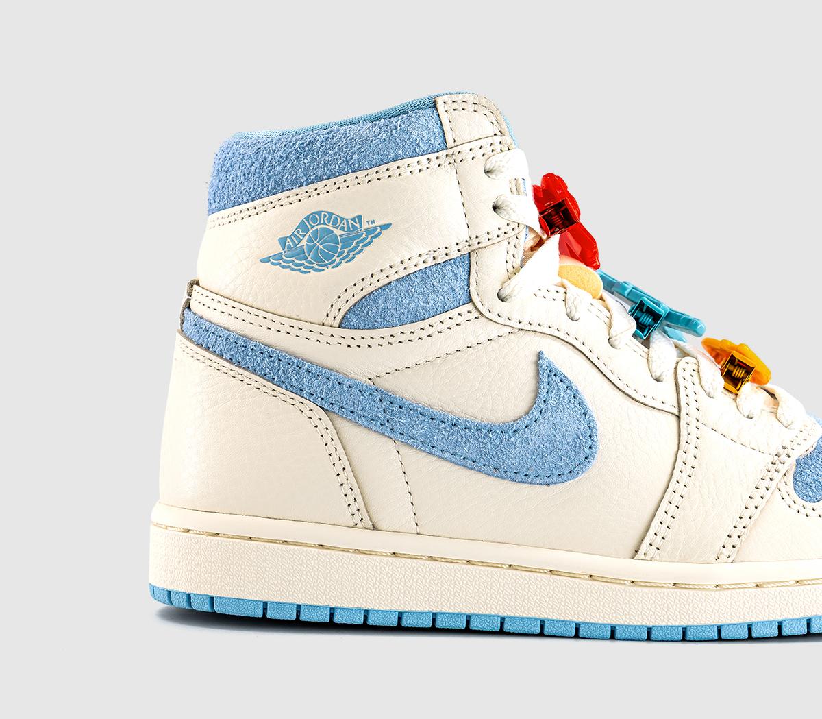 JordanAir Jordan 1 High TrainersPale Ivory  Psychic Blue Coconut Milk