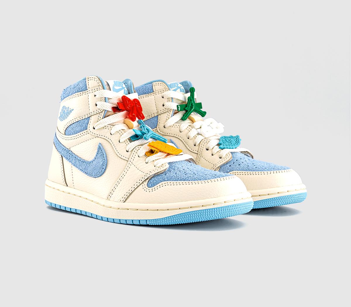 JordanAir Jordan 1 High TrainersPale Ivory  Psychic Blue Coconut Milk