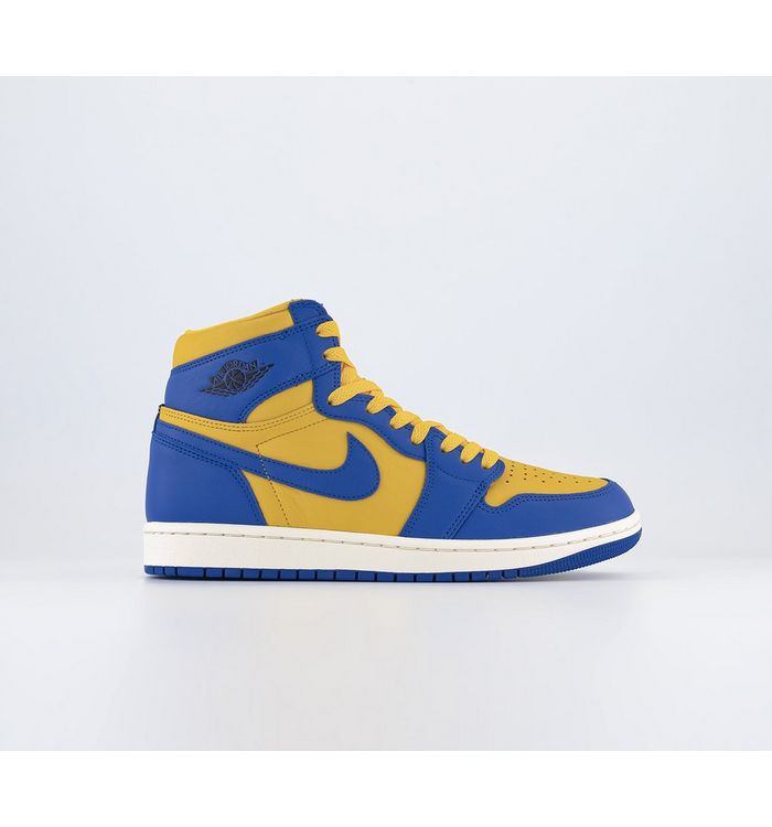 Jordan Air 1 High Trainers Varsity Maize Game Royal Sail Black Fire In Multi In Blue/yellow