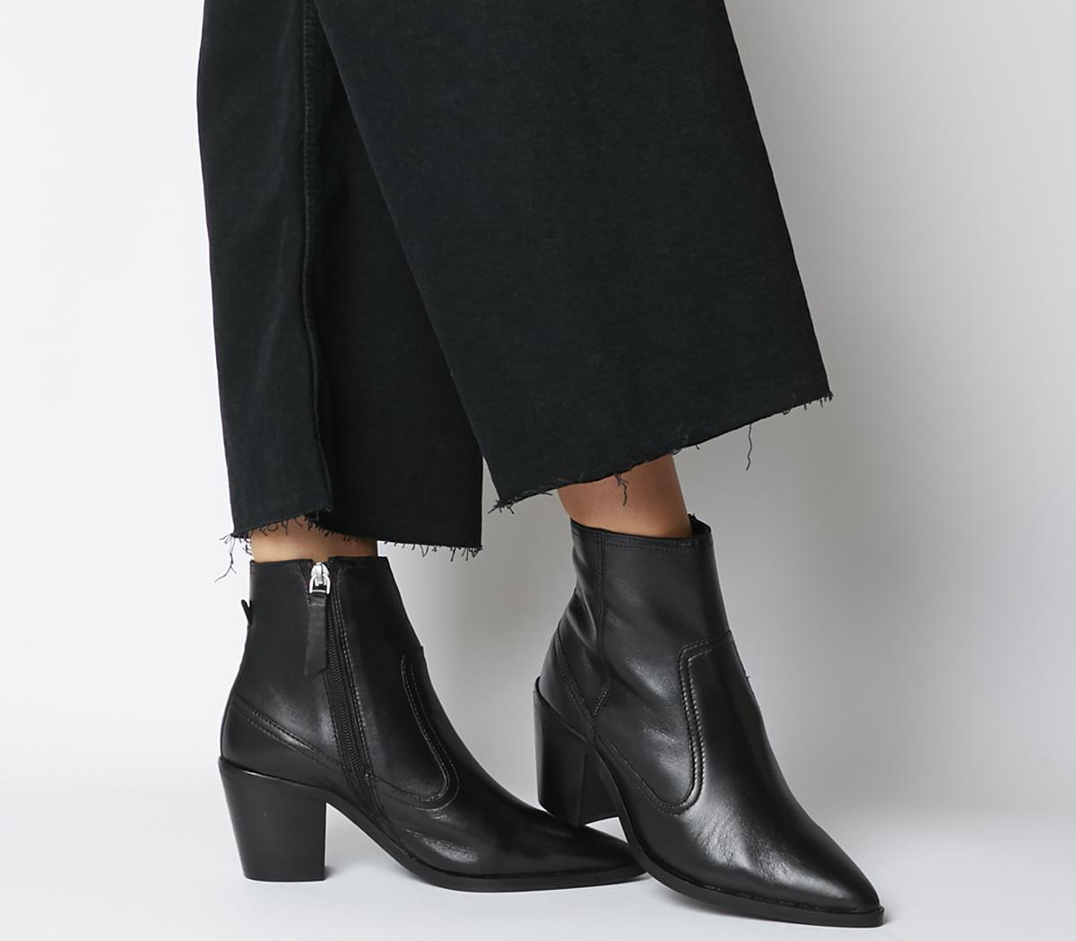 OFFICEAnais Pointed Western BootsBlack Leather