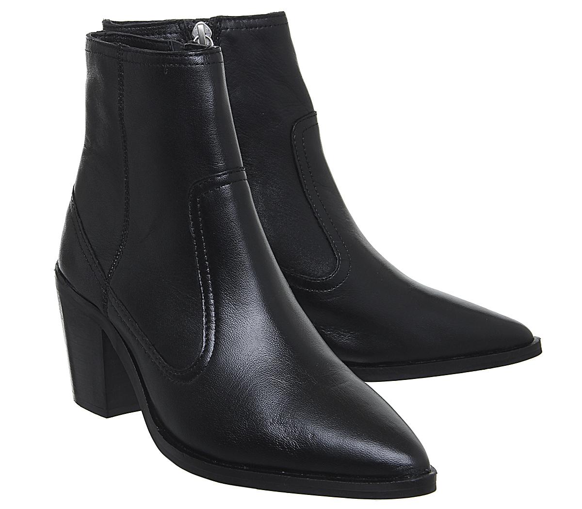 OFFICEAnais- Pointed Western BootBlack Leather
