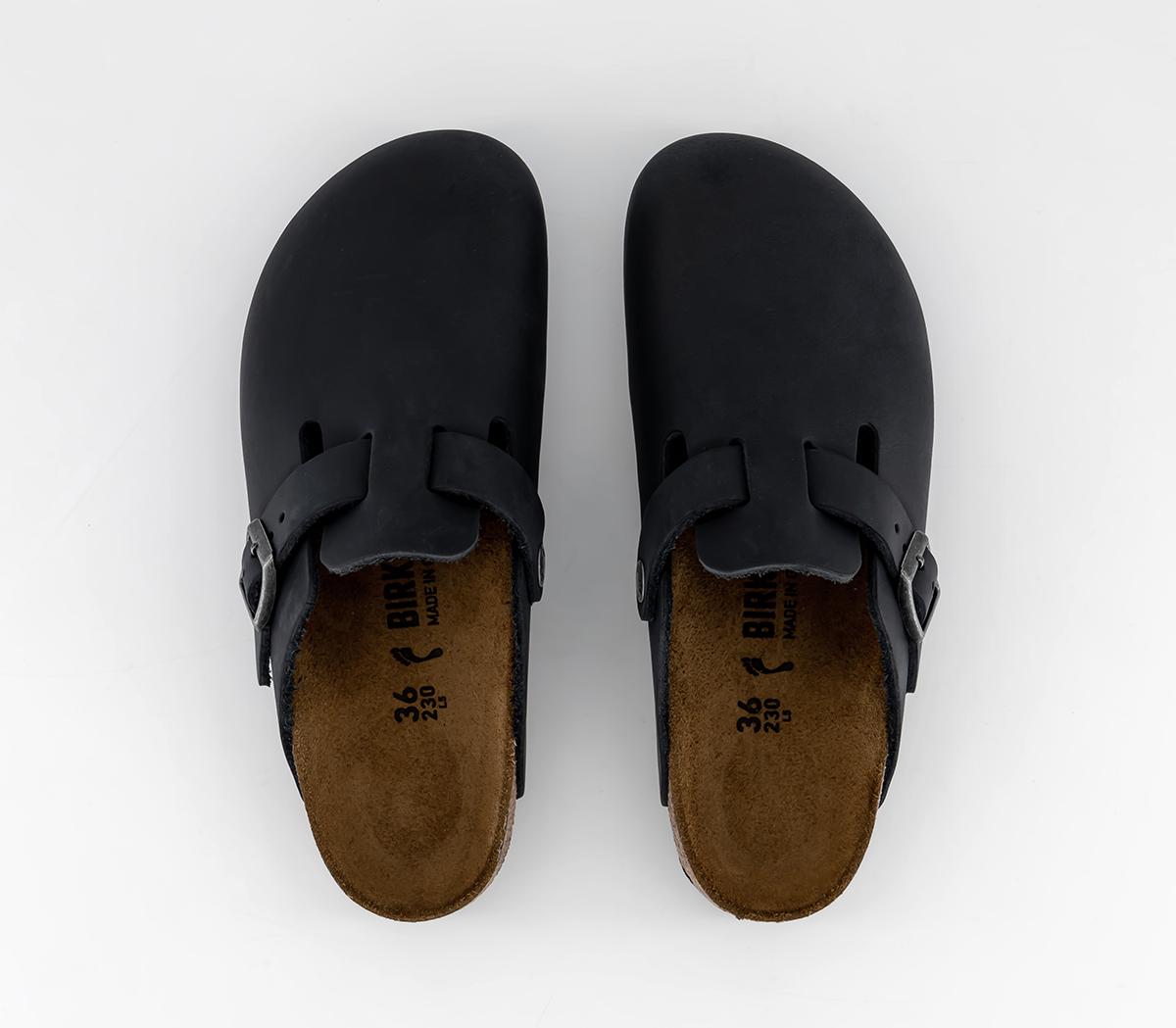 BIRKENSTOCK Boston Clogs Black Waxy Leather - Flat Shoes for Women