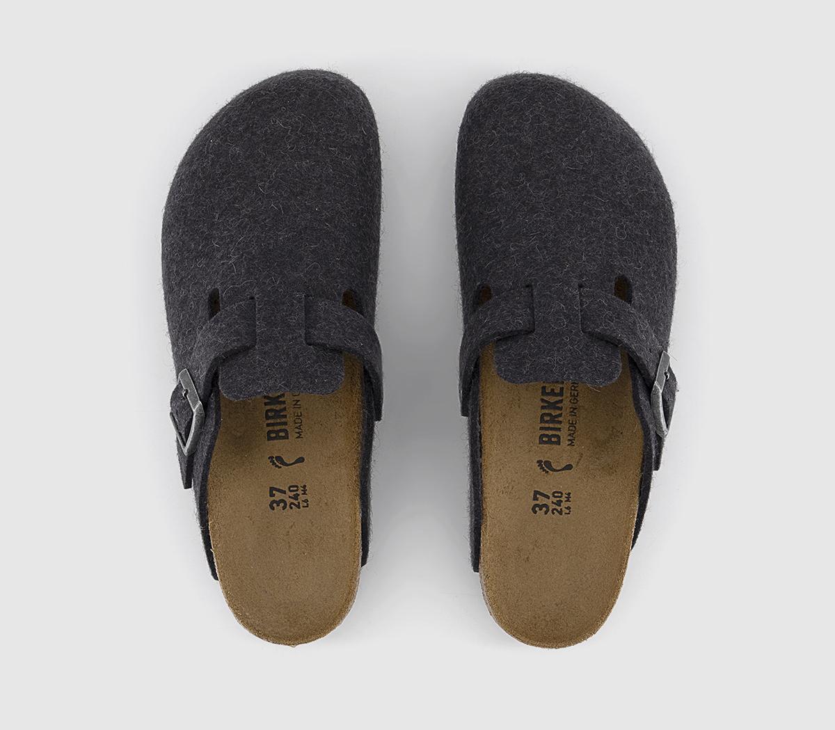 BIRKENSTOCK Boston Clogs Anthracite Wool - Flat Shoes for Women