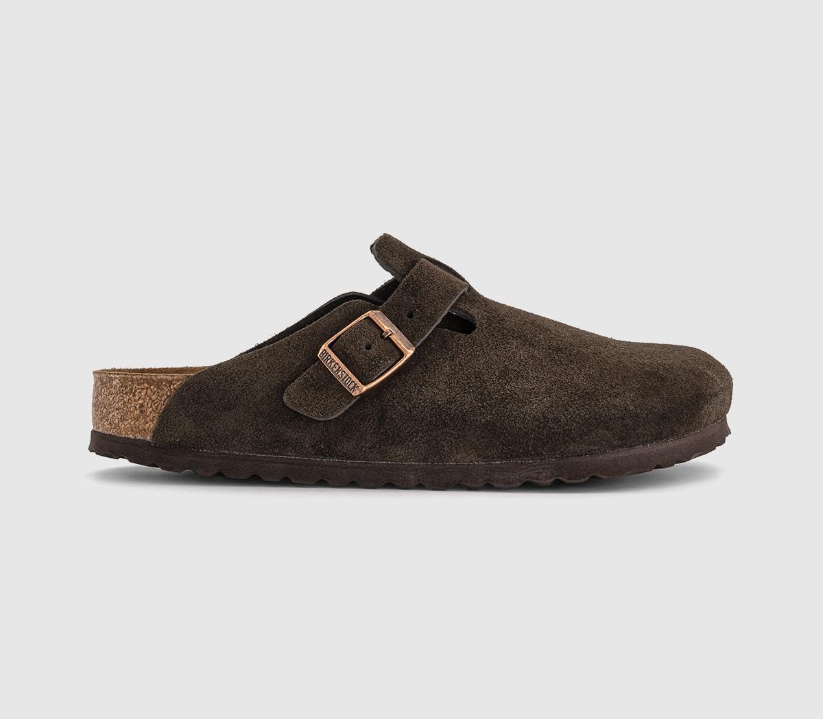 Birkenstock Womens Boston Clogs Mocca Suede R Brown, 5