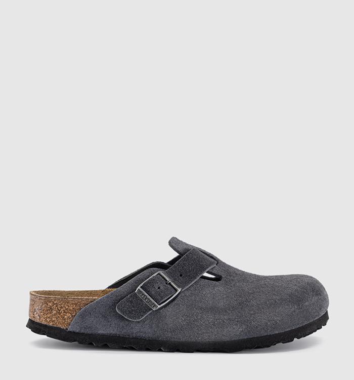 BIRKENSTOCK Boston Clogs Charcoal Suede