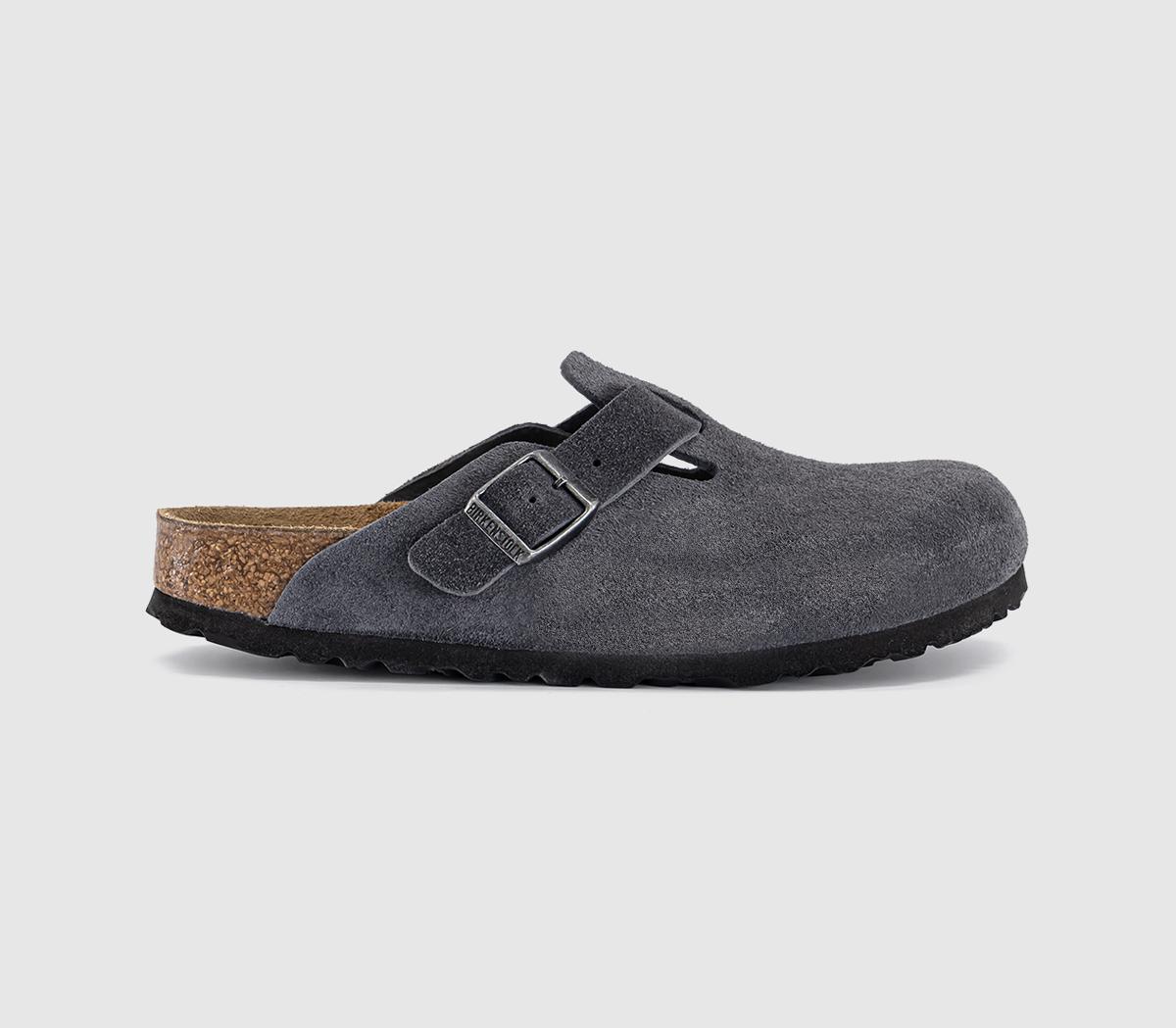 Birkenstock Boston Clogs Charcoal Suede  Black in Women's Size 8, Office Shoes