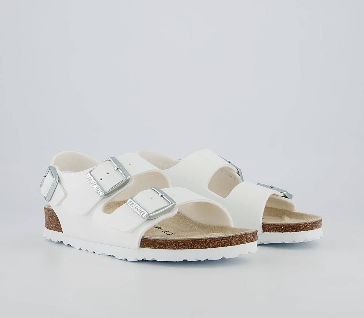 Birkenstock Womens Milano Sandals White Birko Flor Leather, 4