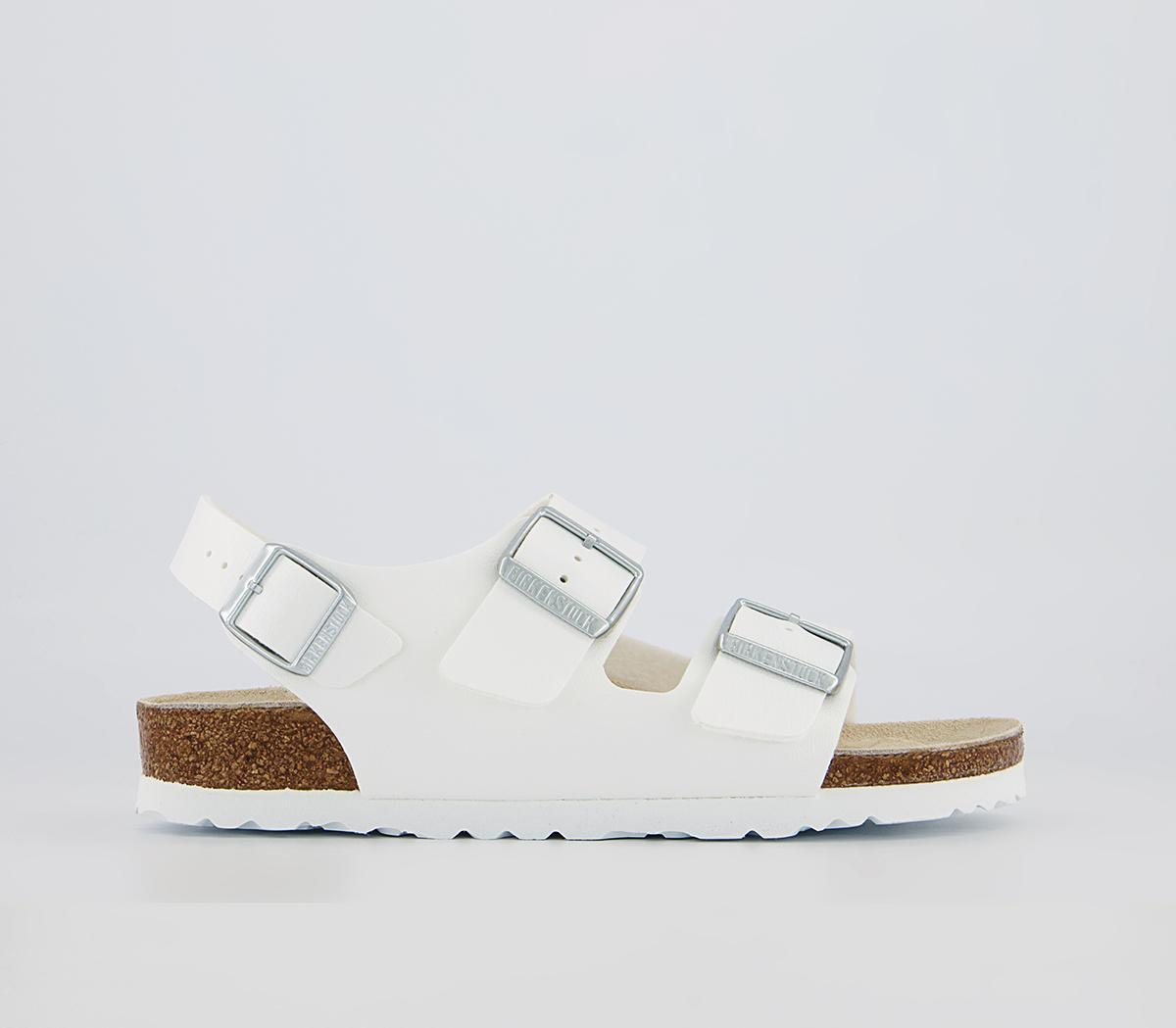 Milano Sandals White Birko Flor Leather
