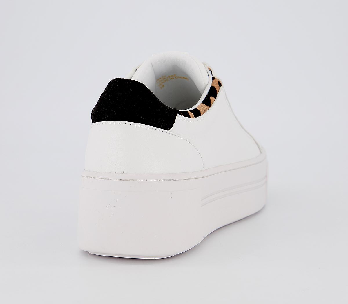OFFICEFhantom Flatform Lace Up TrainersWhite  Leopard