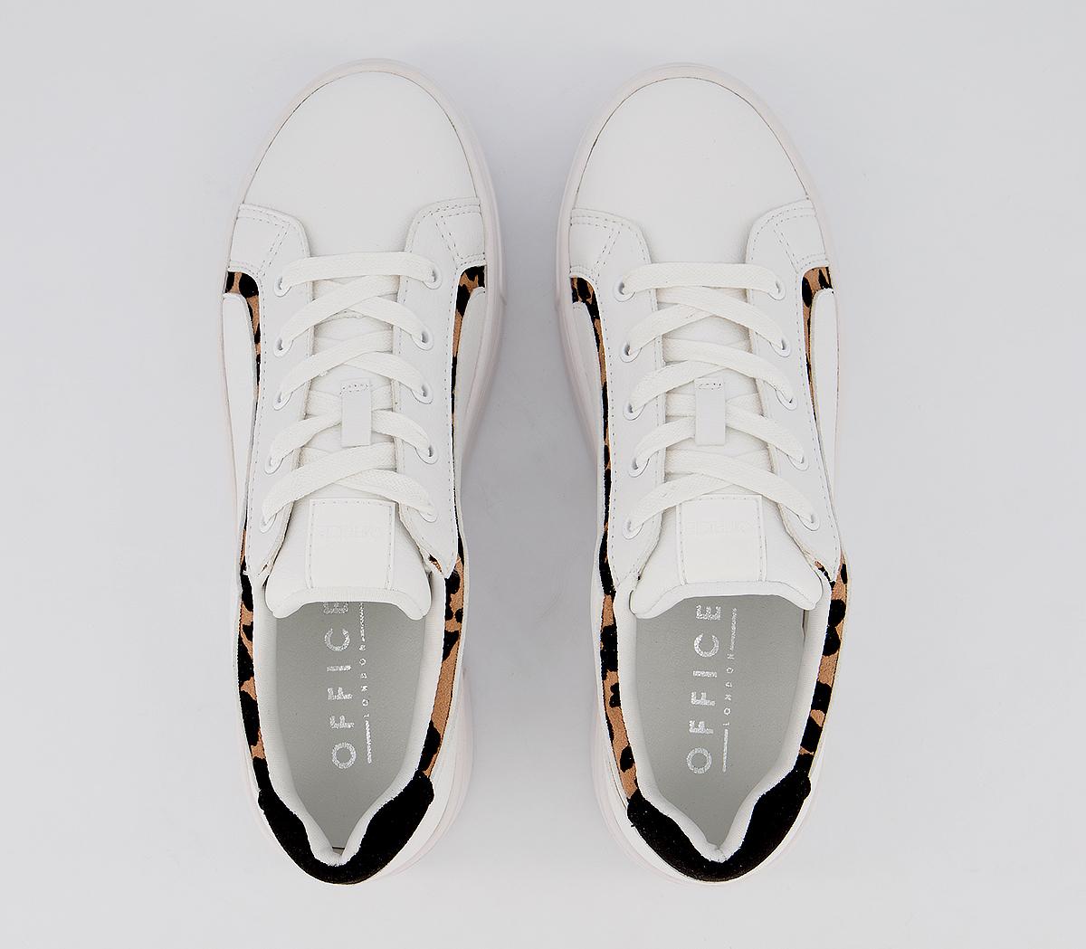 OFFICEFhantom Flatform Lace Up TrainersWhite  Leopard