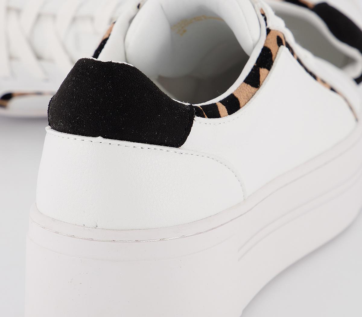 OFFICEFhantom Flatform Lace Up TrainersWhite  Leopard