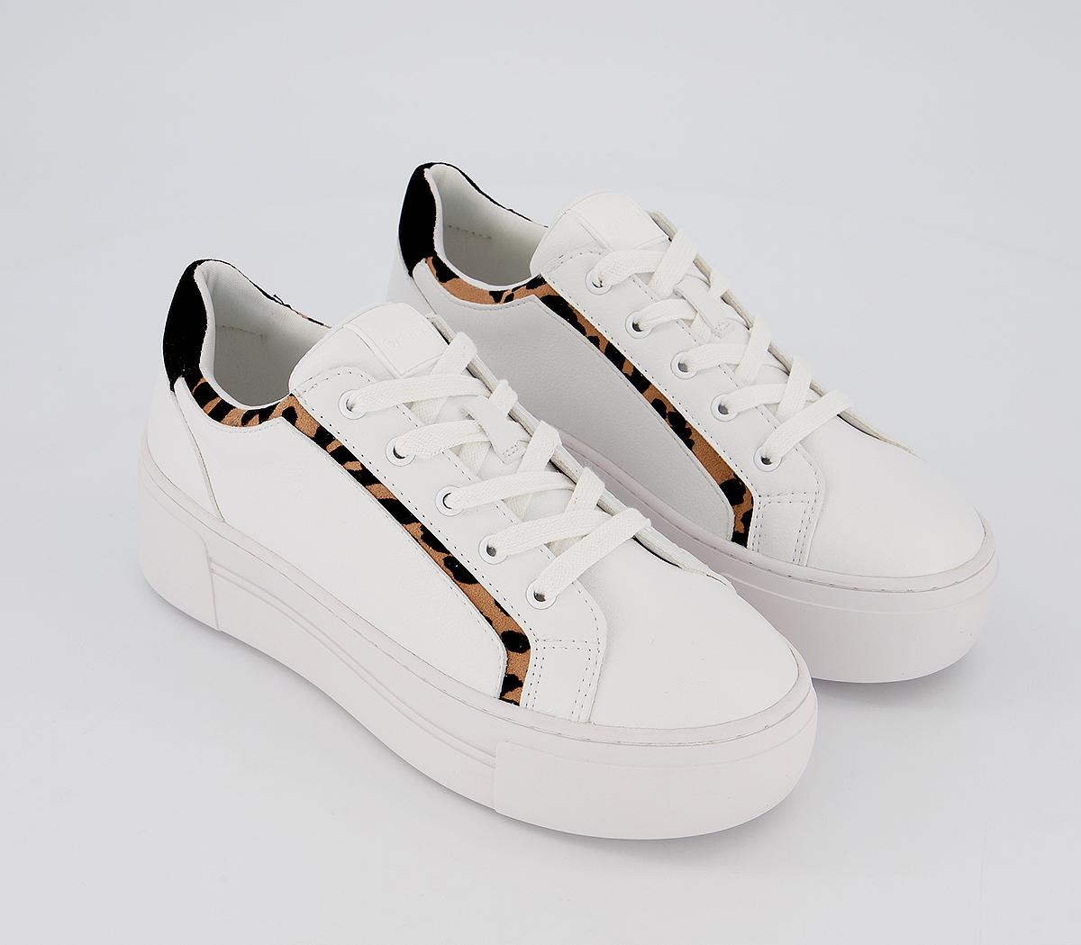OFFICEFhantom Flatform Lace Up TrainersWhite  Leopard